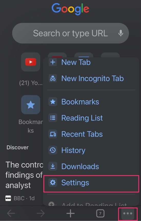 Chrome app settings