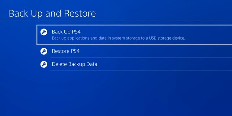 back up ps4