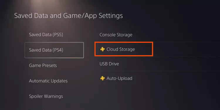 cloud storage download ps5 
