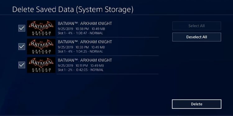 delete saved data ps4