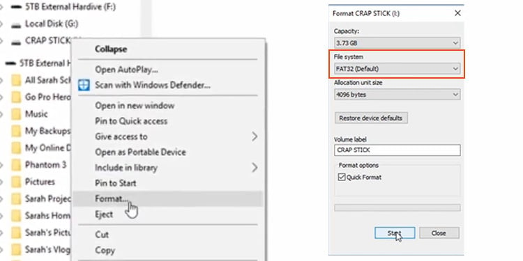 format usb drive on windows