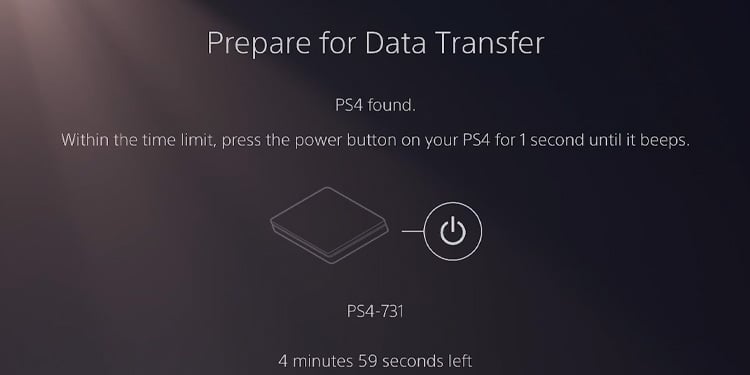 power button ps4 data transfer 
