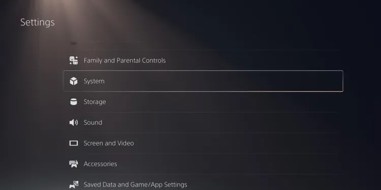 ps5 system menu
