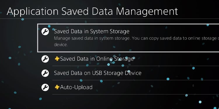 saved data in system storage ps4