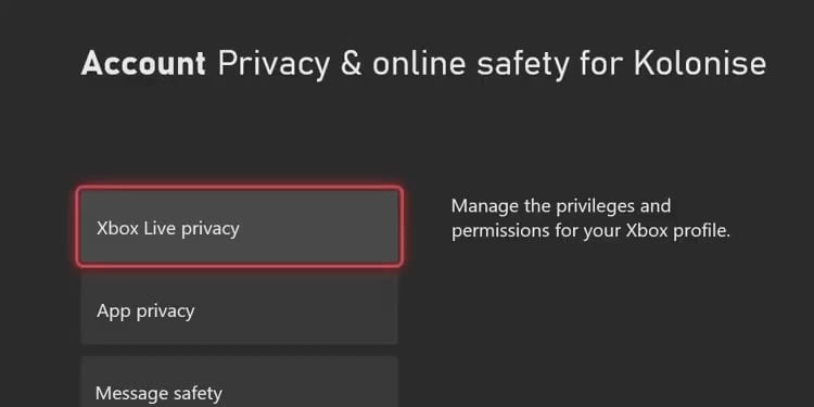 xbox live privacy