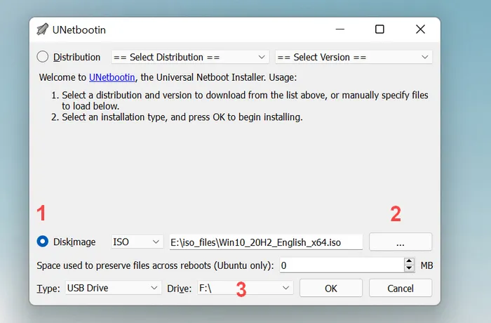 Utiliser UNetbootin pour graver ISO sur USB sous Windows 10 