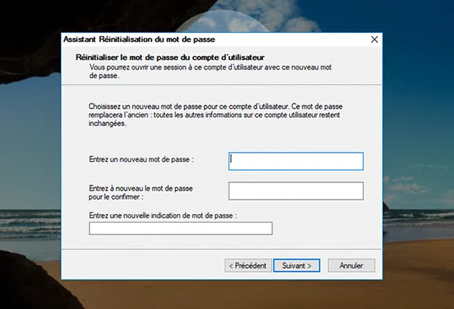 disque de réinitialisation de mot de passe Windows