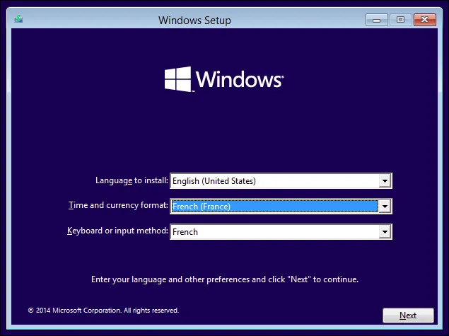Faites démarrer Windows 10 à partir d'un CD / DVD.